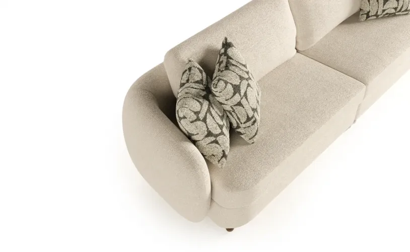 Luxury Cream Curved Sculpted Arms Modern Designer 3 Seater Sofa - Luxury Hotel Furniture by Luxury Group International