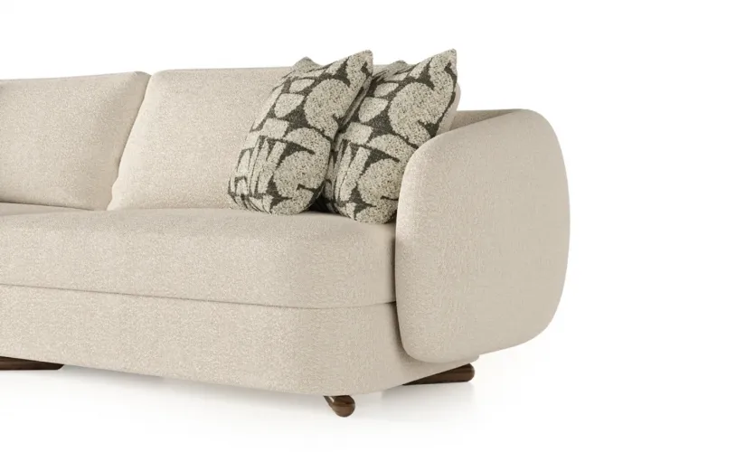 Luxury Cream Curved Sculpted Arms Modern Designer 3 Seater Sofa - Luxury Hotel Furniture by Luxury Group International