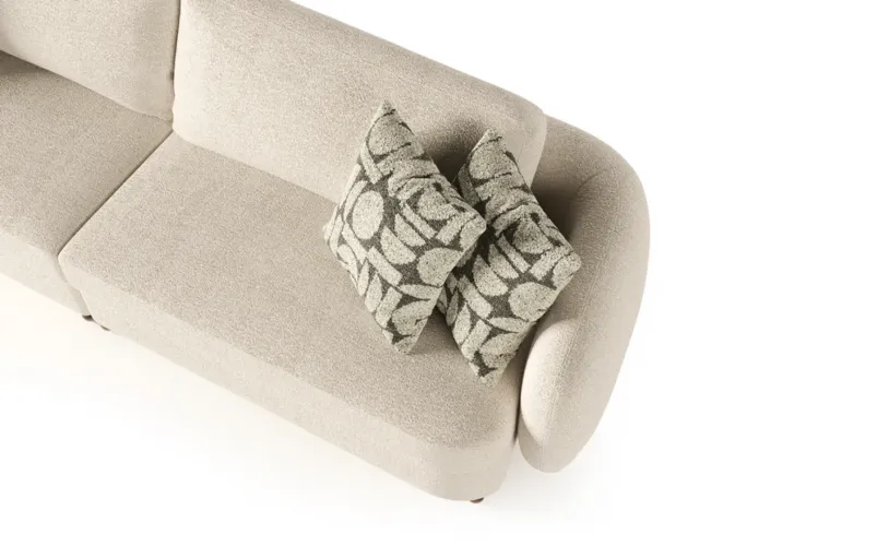 Luxury Cream Curved Sculpted Arms Modern Designer 3 Seater Sofa - Luxury Hotel Furniture by Luxury Group International