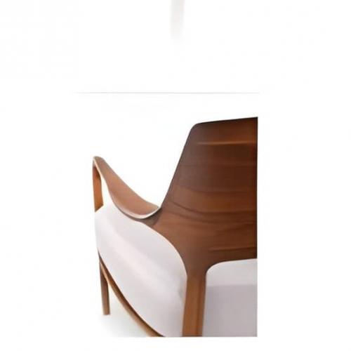 Luxury Cream Upholstered Armchair in Polished Wooden Frame with Curved Open Back by Luxury Group International