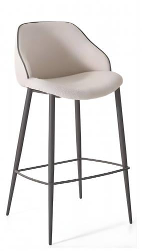 Luxuriöser Barhocker mit cremefarbenem Polster, Kontrastpaspel und schlankem Stahlgestell von Luxury Group International