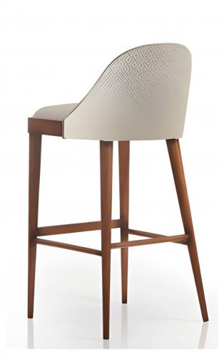 Luxury Cream Upholstered Bar Stool with Curved Backrest in Wooden Frame by Luxury Group International