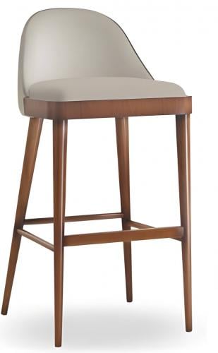 Luxuriöser Barhocker mit cremefarbenem Polster und geschwungenem Rückenlehne im Holzrahmen von Luxury Group International