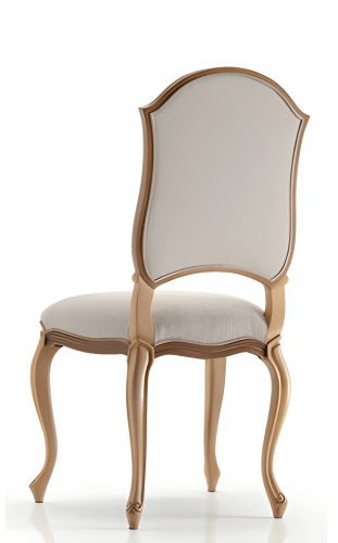Luxury Cream Upholstered Dining Chair in Champagne Gold Frame with Cabriole Legs - Dining Room Furniture Back View by Luxury Group International