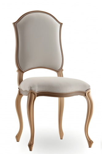 Luxury Cream Upholstered Dining Chair in Champagne Gold Frame with Cabriole Legs - Dining Room Furniture Front View by Luxury Group International