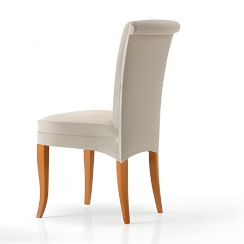 Luxury Cream Upholstered High-Back Dining Chair with Curved Wooden Legs by Luxury Group International