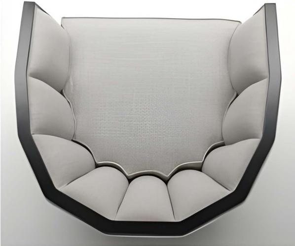 Luxury Cream Upholstered Tufted Barrel Armchair with Black Framed Silhouette by Luxury Group International