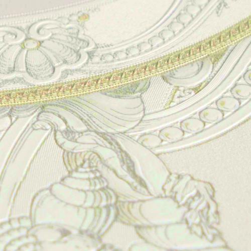 Versace Cream/Silver Decorative Plates Non-woven Designer wallpaper by Luxury Group International