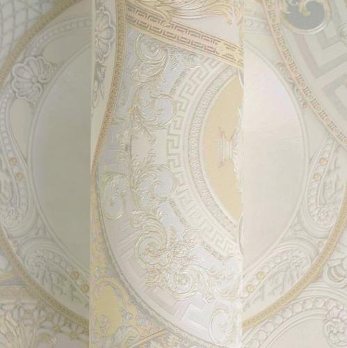Versace Cream/Silver Decorative Plates Non-woven Designer wallpaper by Luxury Group International