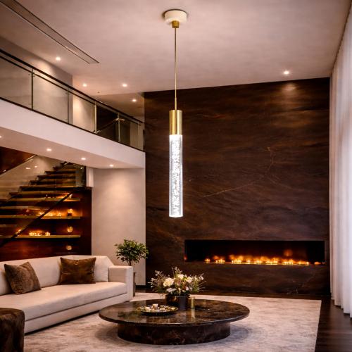 Lampada a Sospensione di Lusso con Cristallo a Bolle 1 Luce Moderna da Soffitto Dorata di Luxury Group International