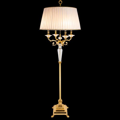Luxury Crystal Floor Lamp with Pleated Shade – Premium Gold Stand Lamp by Luxury Group International