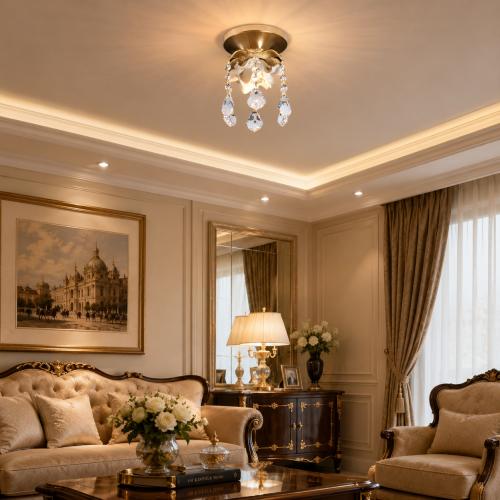 Luxury Crystal Floral Ceiling Light – Gold Flush Mount Decorative Ceiling Lamp by Luxury Group International