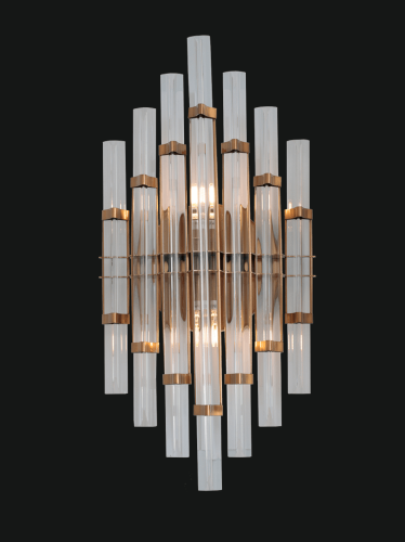 Lampada da Parete di Design in Vetro di Cristallo di Lusso con Cornice Dorata Luce Decorativa Moderna Vista frontale di Luxury Group International