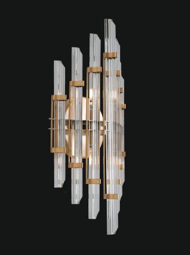 Luxury Crystal Glass Rod Designer Wall Lamp with Golden Frame Modern Decorative Light Side View by Luxury Group International