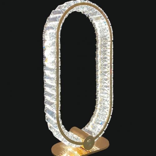 Luxus Kristall Oval LED Ring Tischlampe Gold von Luxury Group International