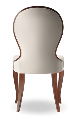 Luxury Curved Back Upholstered Dining Chair in Cream Fabric with Walnut Wooden Legs Back View by Luxury Group International