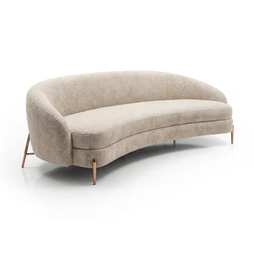 Canapé Designer Beige Courbé de Luxe avec Pieds Dorés par Luxury Group International