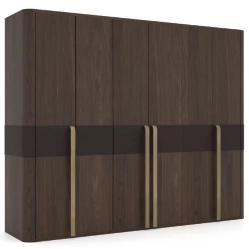 Luxus Schlafzimmer-Schrank in Dunkelbraun mit Messinggriffen für Elegante Aufbewahrung von Luxury Group International