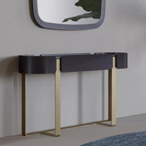 Console de luxe marron foncé avec base en laiton par Luxury Group International