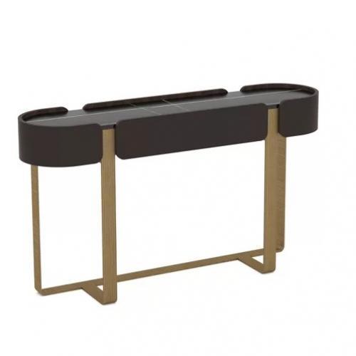 Console de luxe marron foncé avec base en laiton par Luxury Group International