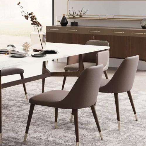 Luxury Dark Brown Modern Dining Chair with Upholstered Fabric Seat by Luxury Group International