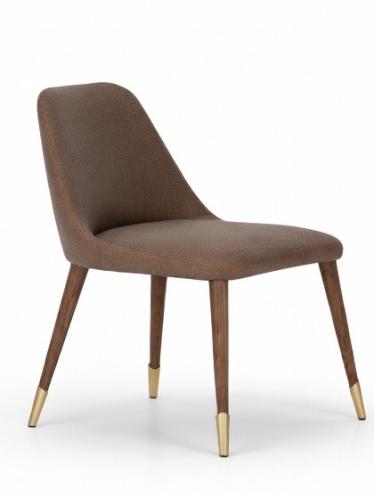 Luxury Dark Brown Modern Dining Chair with Upholstered Fabric Seat Side View by Luxury Group International