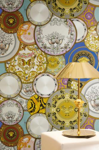 Versace Decorative Medusa Plates Multicolour non-woven Wallpaper by Luxury Group International