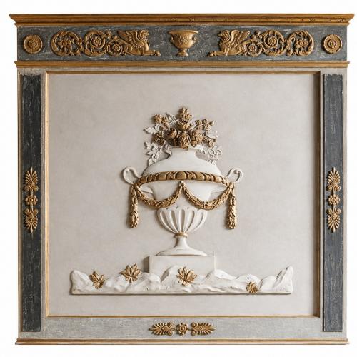 Luxury Decorative Wall Art Panel with Ornate Floral Classical Relief – Gold, Grey, White by Luxury Group International