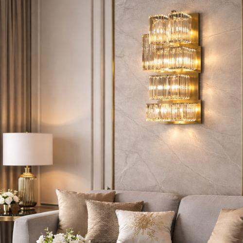 Lámpara de Pared LED de Cristal de Diseño de Lujo en Oro Mate 26 x H. 63 cm - Iluminación de Lujo por Luxury Group International