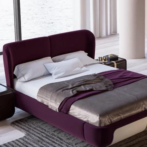 Luxury Double Bed Purple / Cream / Beige 207 x 225 x H. 110 cm - Solid Wood Bed - Bedroom Furniture by Luxury Group International