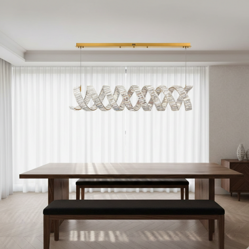 Luxury Double Helix Modern Linear Spiral Crystal Oval Chandelier by Luxury Group International