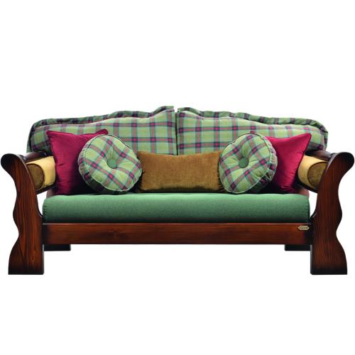 Sofá de Lujo para Dos Personas con Brazos de Madera Torneada y Tapicería de Tela a Cuadros Vista frontal por Luxury Group International