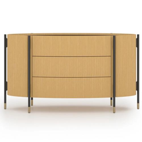 Cómoda de Lujo con 4 Puertas Natural / Negro / Latón - Mobiliario Elegante para Hoteles por Luxury Group International