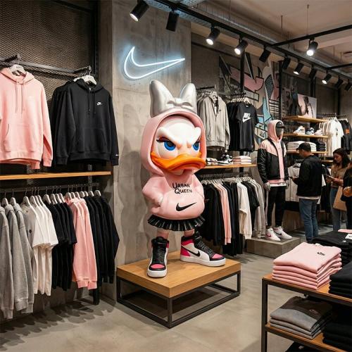 Luxury Duck Girl Sculpture with Urban Streetwear Aesthetic in Contemporary Modern Form - Modern Sculpture Lifestyle View by Luxury Group International
