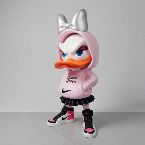 Luxury Duck Girl Sculpture with Urban Streetwear Aesthetic in Contemporary Modern Form - Modern Sculpture Side View by Luxury Group International