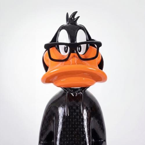 Luxury Duck Sculpture in Designer Tracksuit Style - Modern Sculpture Front View by Luxury Group International