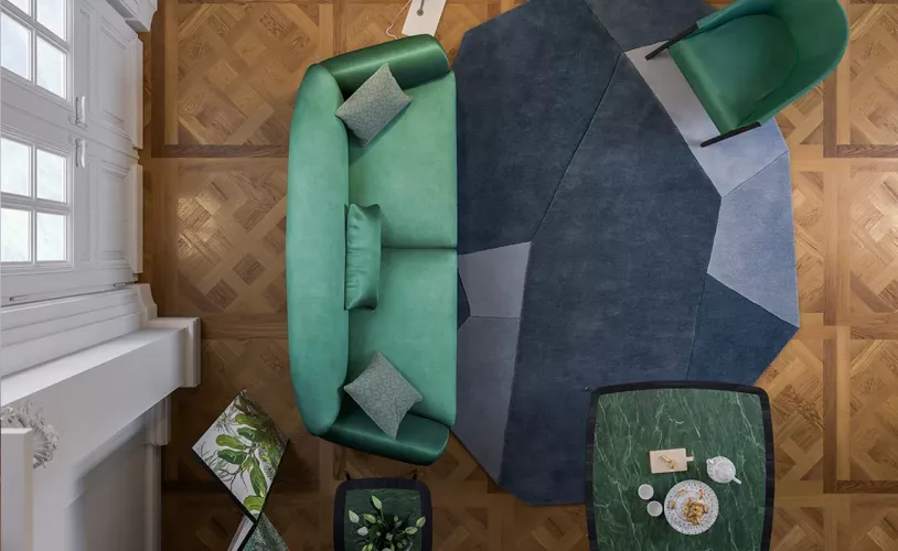 Luxury Emerald Green Upholstered Curved Sofa with Sculpted Arms & Designer Cushion Set-Luxury sofa by Luxury Group International