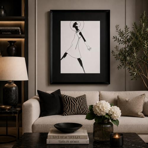 Luxus Fashion Figur Moderne Wandkunst mit zeitgenössischer monochromer Illustration von Luxury Group International