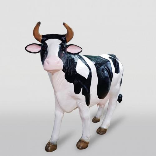 Luxury Fiberglass Standing Cow Sculpture in Natural Color by Luxury Group International