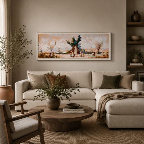 Luxus Gerahmtes Panorama-Wandbild der Europäischen Landschaft – Impressionistische Landschaft von Luxury Group International