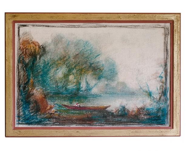 Luxury Framed Misty Riverside Landscape Wall Art with European Impressionist Elegance by Luxury Group International