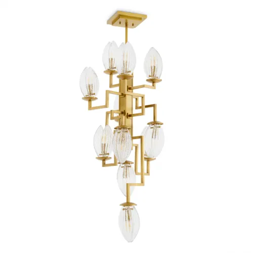 Luxury Geometric Gold Ceiling Light with Sculptural Multi-Arm Glass Light Design by Luxury Group International