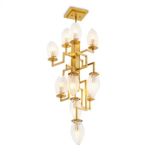 Luxury Geometric Gold Ceiling Light with Sculptural Multi-Arm Glass Light Design by Luxury Group International