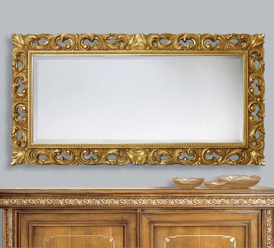 Luxury Gold Baroque Wall Mirror with Openwork Scroll Frame and Carved Leaf Detailing – 140 CM by Luxury Group International