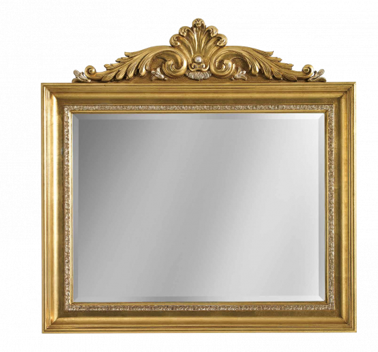 Luxury Gold Baroque Wall Mirror with Ornate Shell Crown Crest and Leaf Scrolls by Luxury Group International