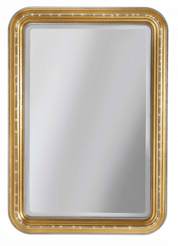 Luxury Gold Baroque Wall Mirror with Rounded Corners and Silver Beaded Decorative Border Front View by Luxury Group International