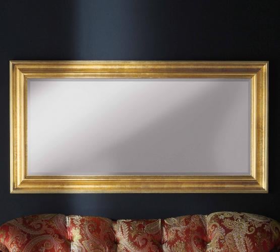 Luxury Gold Beveled Frame Baroque Wall Mirror with Refined Inner Bead Border - 183 CM by Luxury Group International