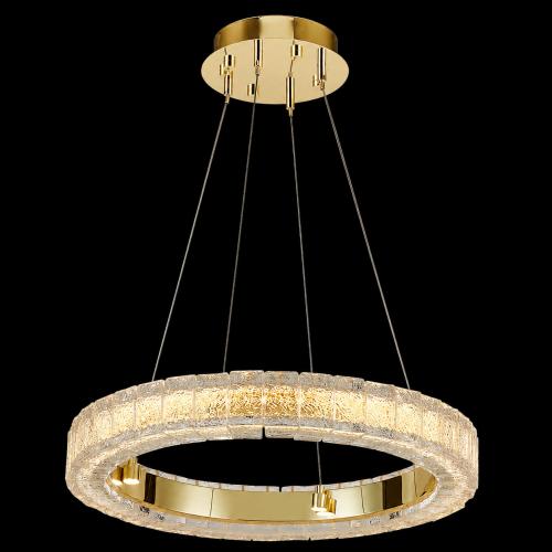 Luxury Gold Crystal Ring Chandelier Pendant Light with Circular LED Frame by Luxury Group International