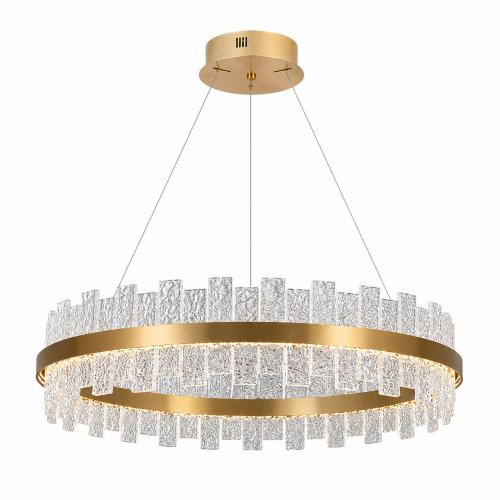 Luxury Gold Crystal Ring Chandelier with Dual Halo LED Lighting Design by Luxury Group International
