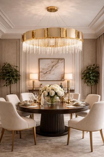Luxury Gold Finish Drum Crystal Chandelier ∅ 80 cm by Luxury Group International